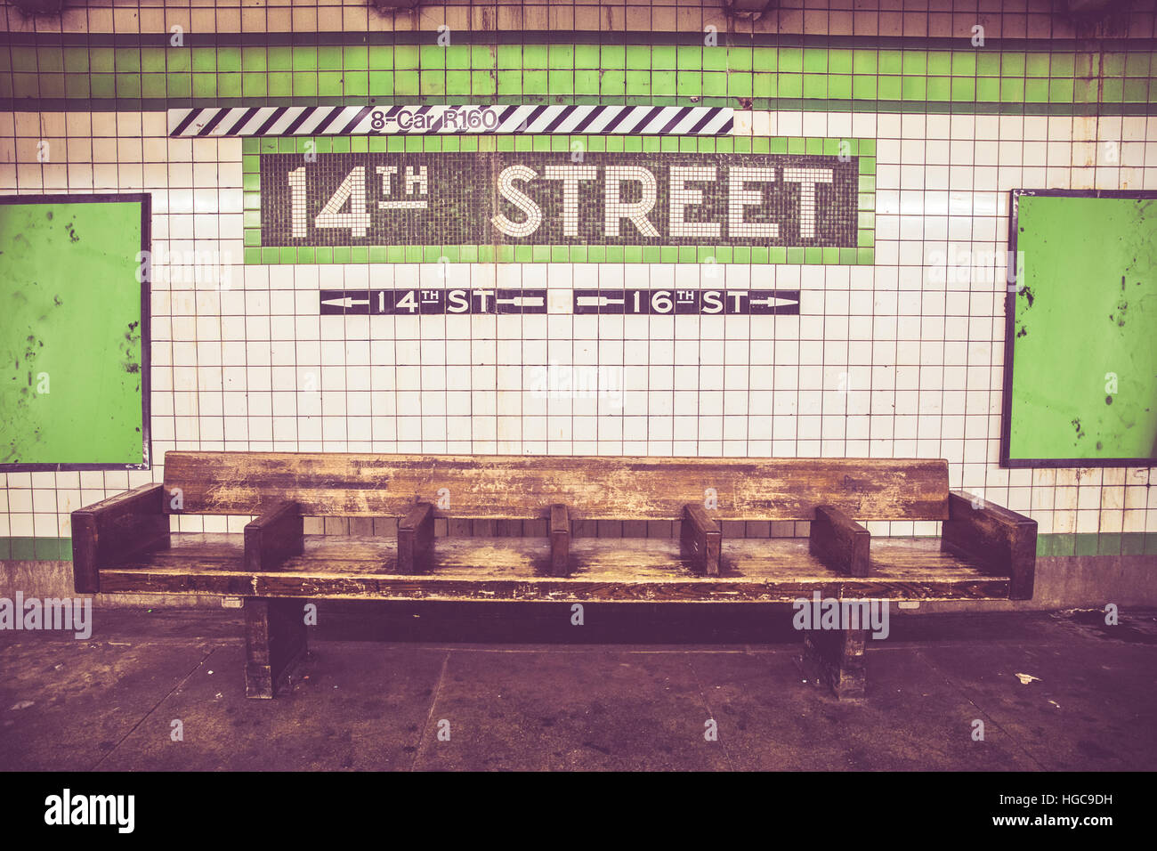 Vintage tile wall at New York City Subway station Stock Photo - Alamy