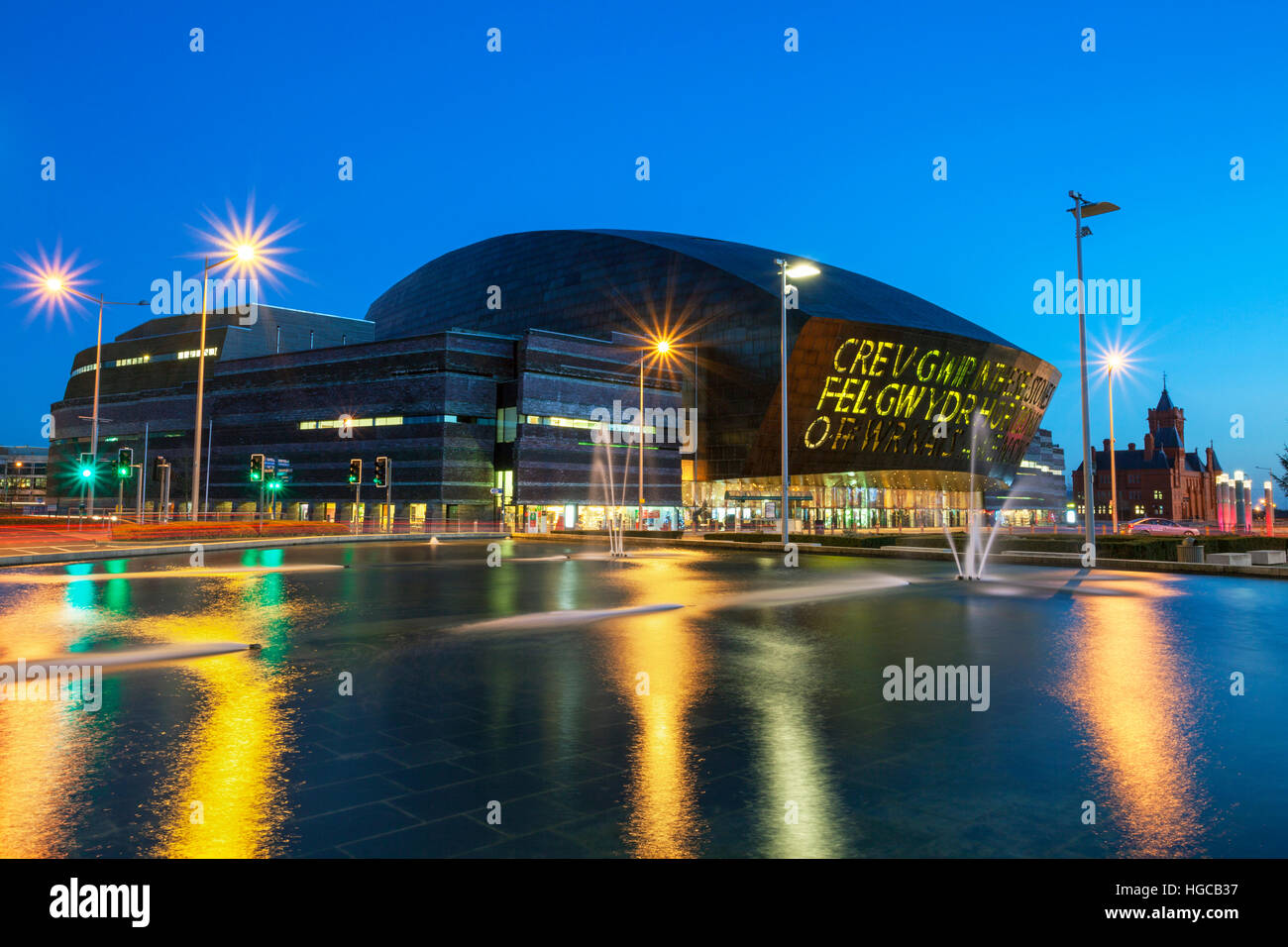 Millennium Centre, Night, Cardiff Bay, Wales, UK Stock Photo