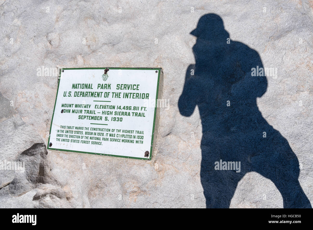 A sign at the summit of Mount Whitney, Sequoia National Park, California, United States of America, North America Stock Photo