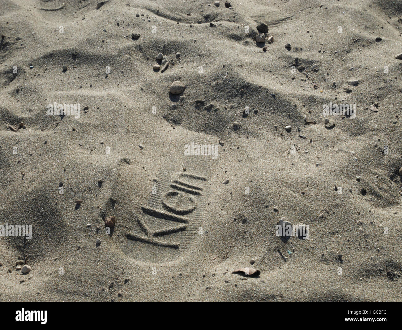 A Calvin Klein footprint in the sand on a Greek beach Stock Photo - Alamy