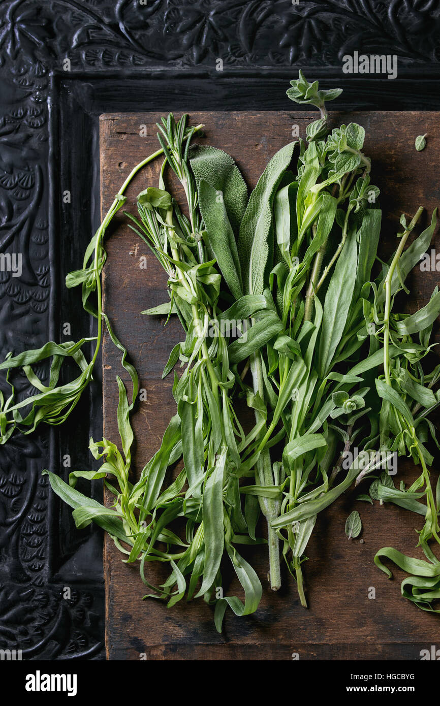 Bundle of fresh Italian herbs Stock Photo