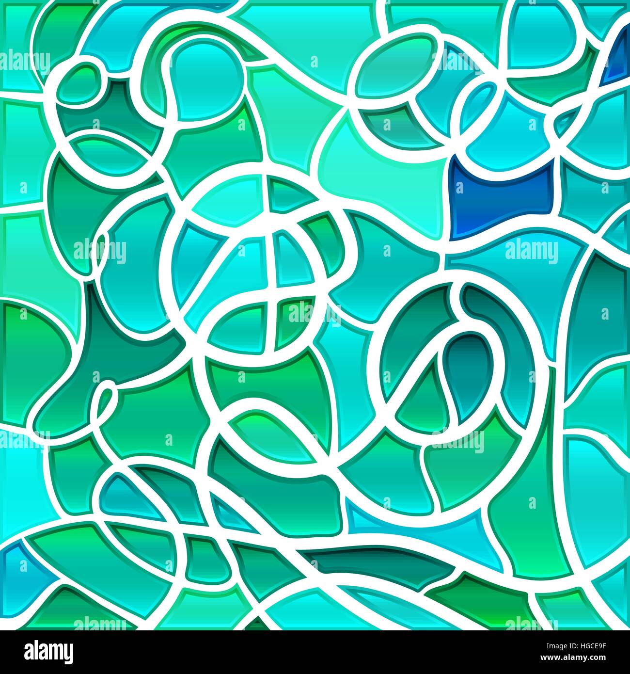 abstract vector stained-glass mosaic background - green and blue Stock ...