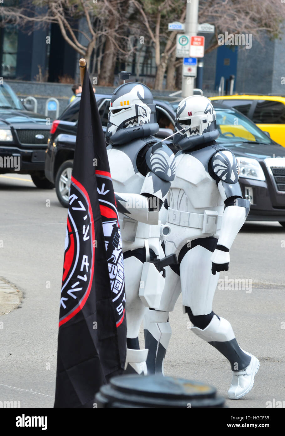 Calgary, Alberta, Canada, April 24 2014 Comic and Entertainment Expo Parade pair of Clone