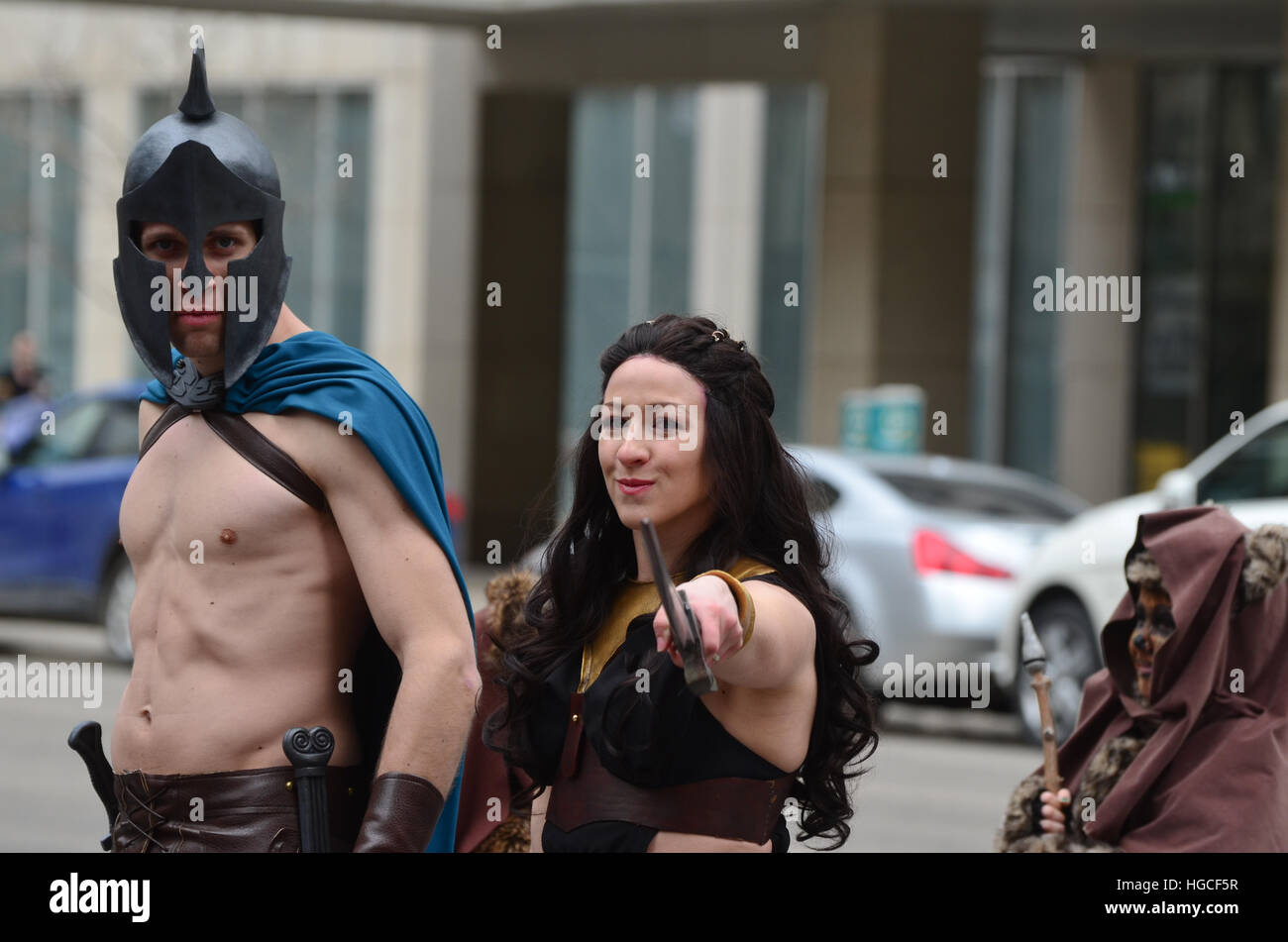 Calgary, Alberta, Canada, April 24 2014: Comic and Entertainment Expo Parade Characters from the movie 300 Stock Photo
