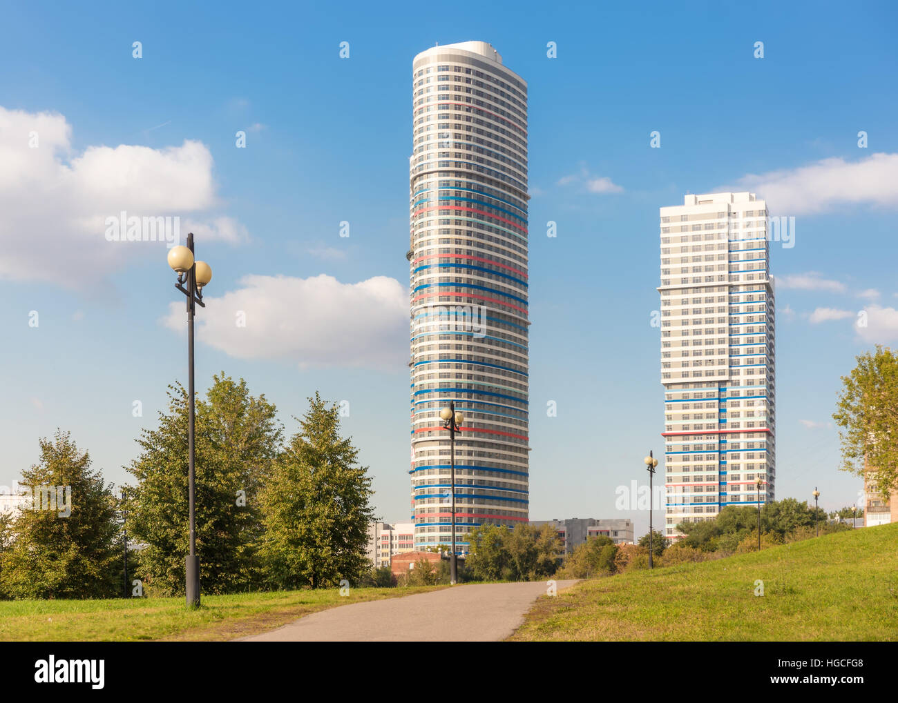 Multistorey residential complex 'Tricolor' in Moscow Stock Photo