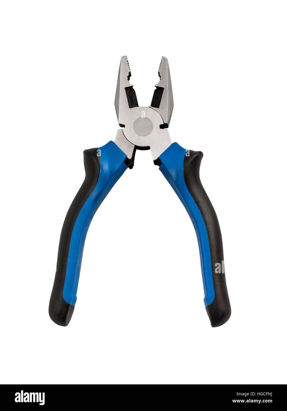 Isolated blue pliers with clipping path on the white background Stock