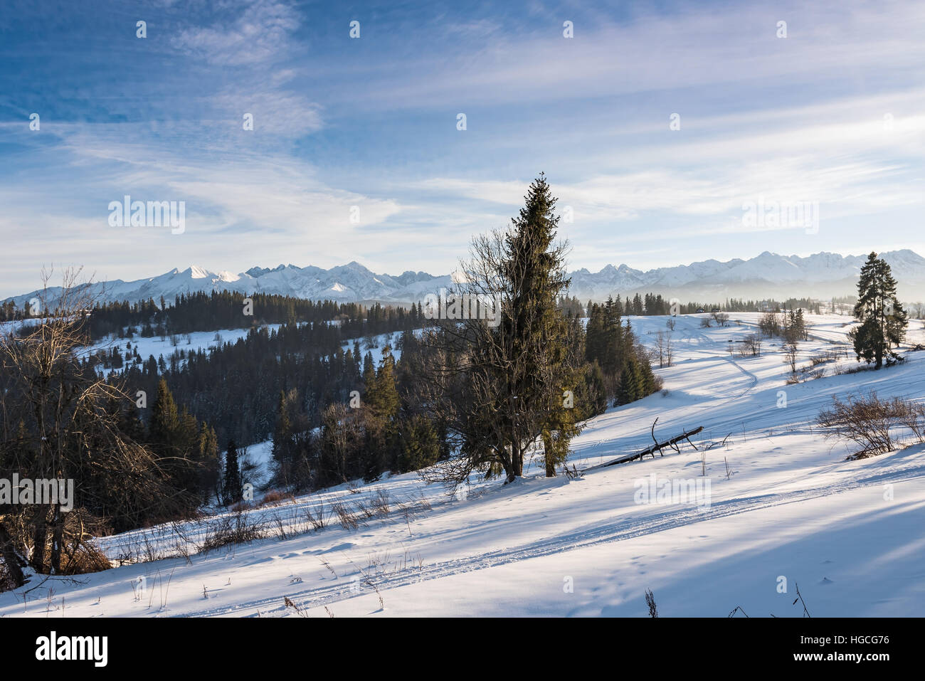 Winter landscape of High Tatra Mountains on the Slovak-Polish border Stock Photo