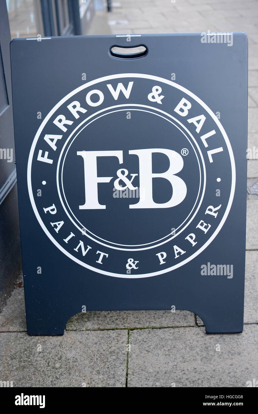 Farrow and Ball high street sign Stock Photo