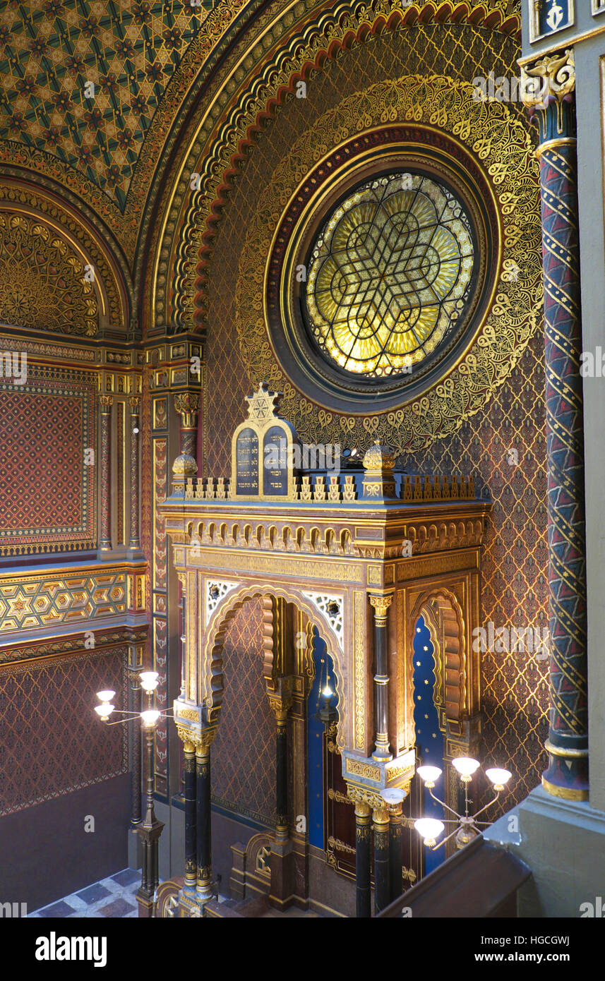 Interior of Spanish Synagogue, Prague Stock Photo