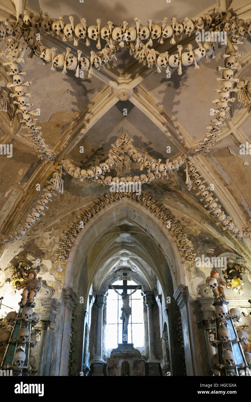 Sedlec Ossuary Bone Church interior, Kutna Hora Stock Photo - Alamy