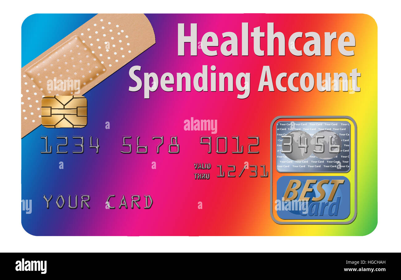 Healthcare Spending Account credit card is shown isolated on a white ...