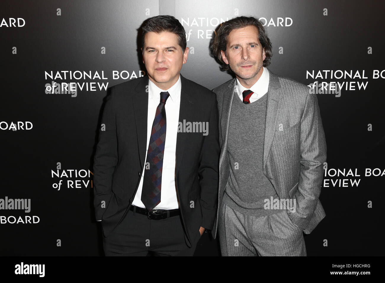 Producers Dan Levine (L) and Aaron Ryder attend National Board of Review at Cipriani Wall Street in New York on January 4, 2017. Stock Photo
