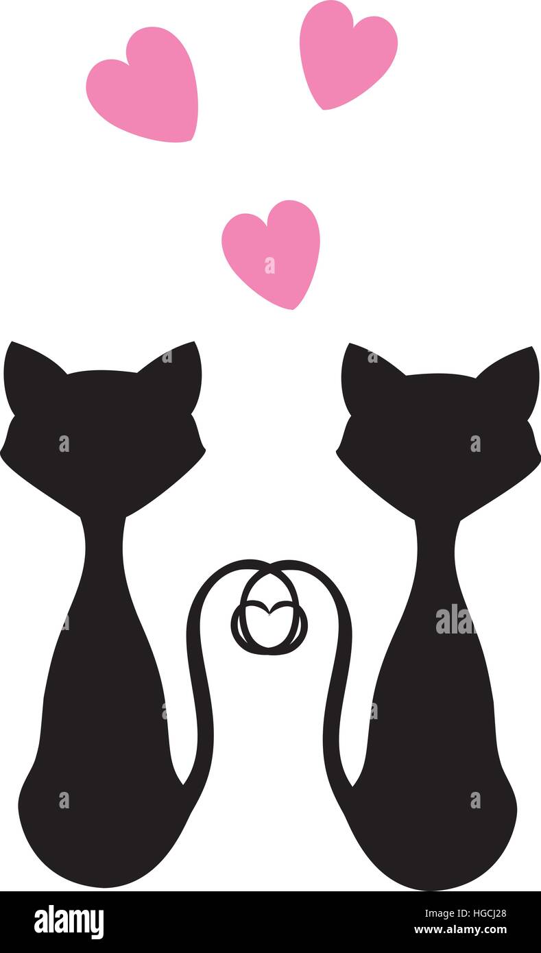 Vector Illustration Of Cats Valentine Background With Pink Hearts Stock Vector Image And Art Alamy 9582