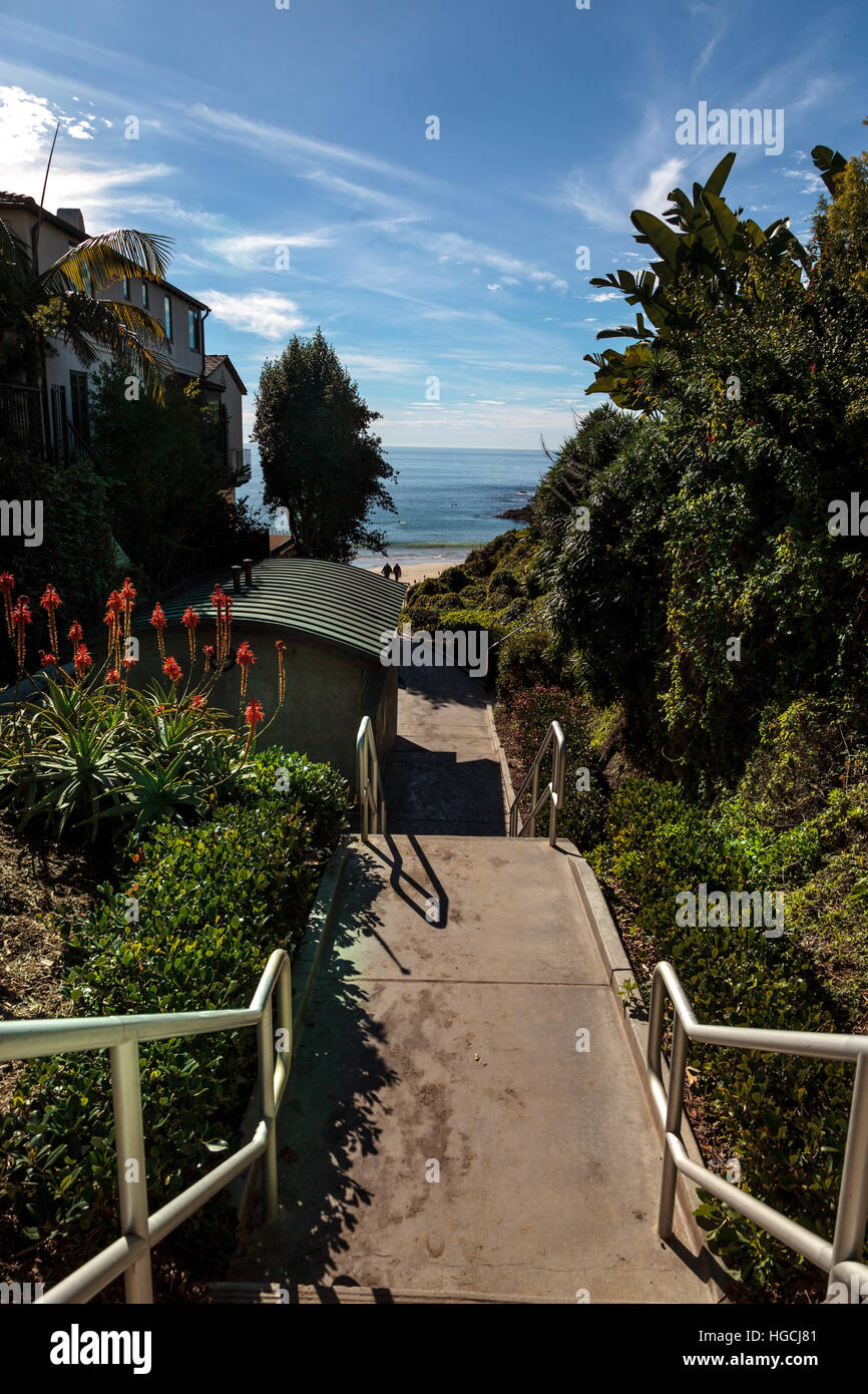 Steps to Shaw’s Cove Beach in Laguna Beach, California, USA Stock Photo