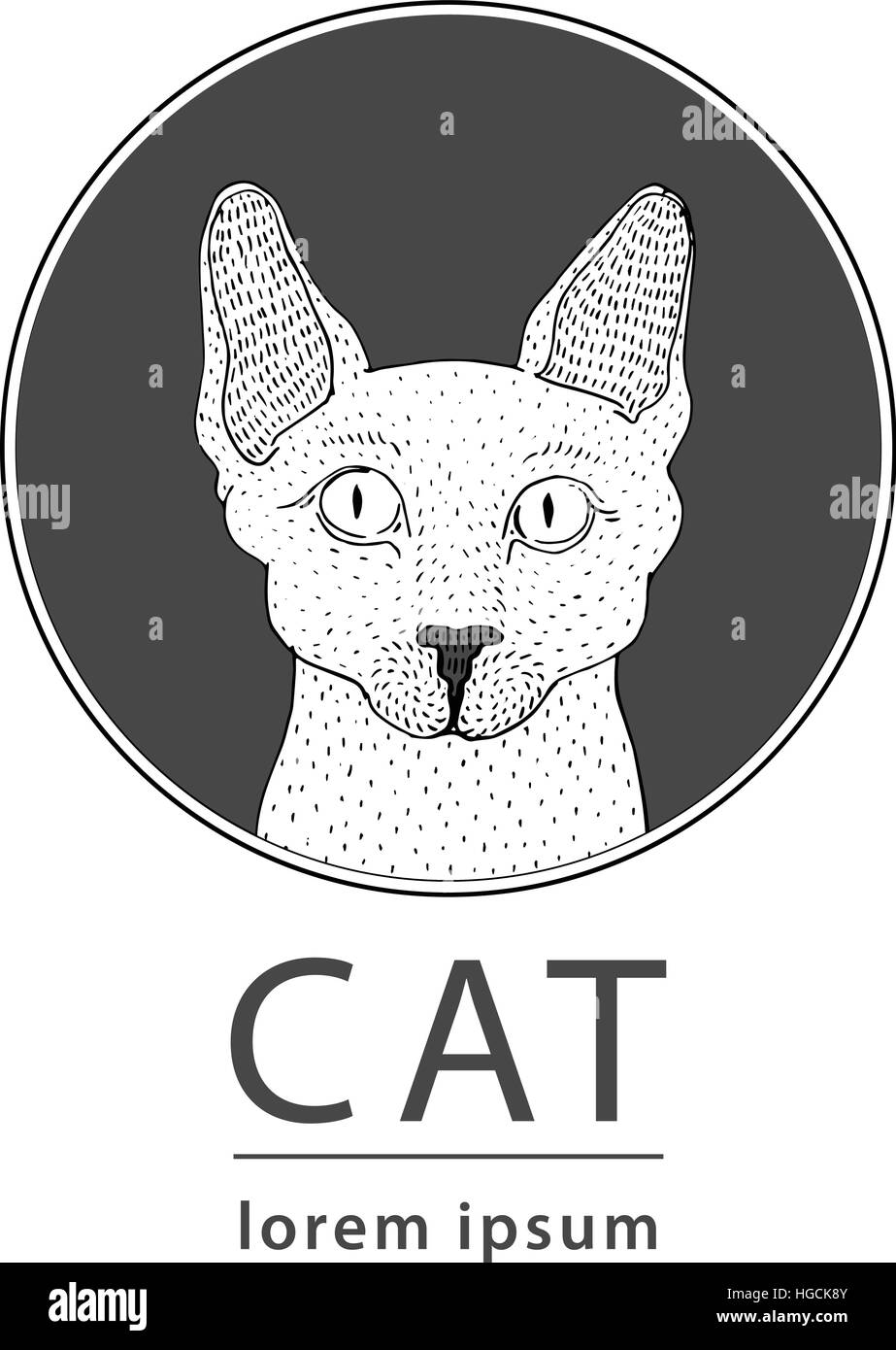 Sphynx cat logo, vector illustration Stock Vector