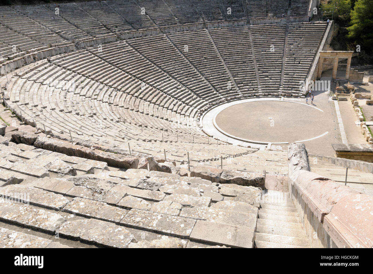 The ancient theatre  of Epidaurus, Peloponnese, Greece Stock Photo