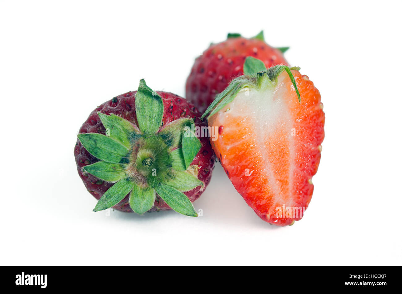Strawberry fruit (Also named as Fragaria strawberry or Fragaria ananassa berry) isolated on white background Stock Photo