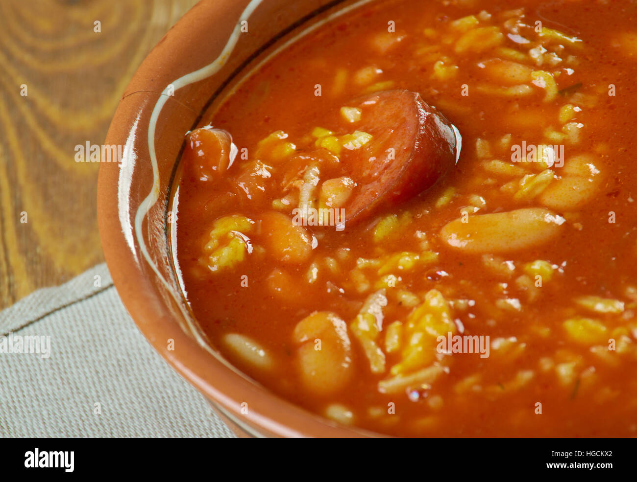 Chorizo, Rice and Bean Soup.Spanish cuisine Stock Photo Alamy