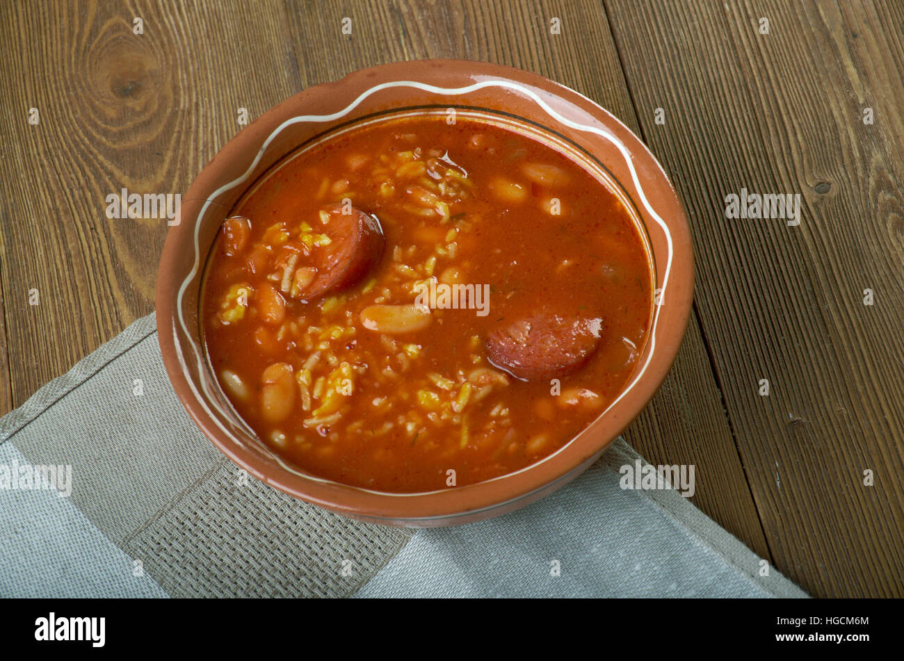 Chorizo, Rice and Bean Soup.Spanish cuisine Stock Photo Alamy