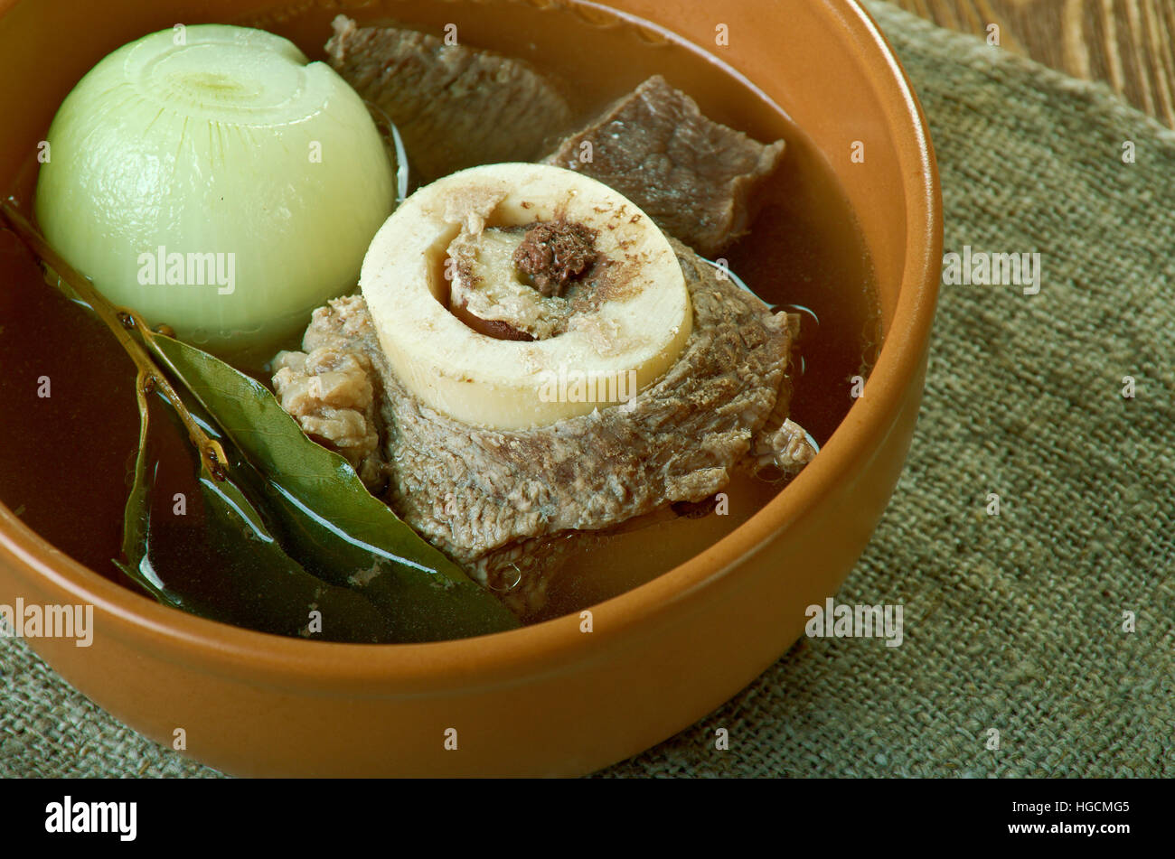 Goat meat pepper soup -  soup in Nigerian cuisine. Stock Photo