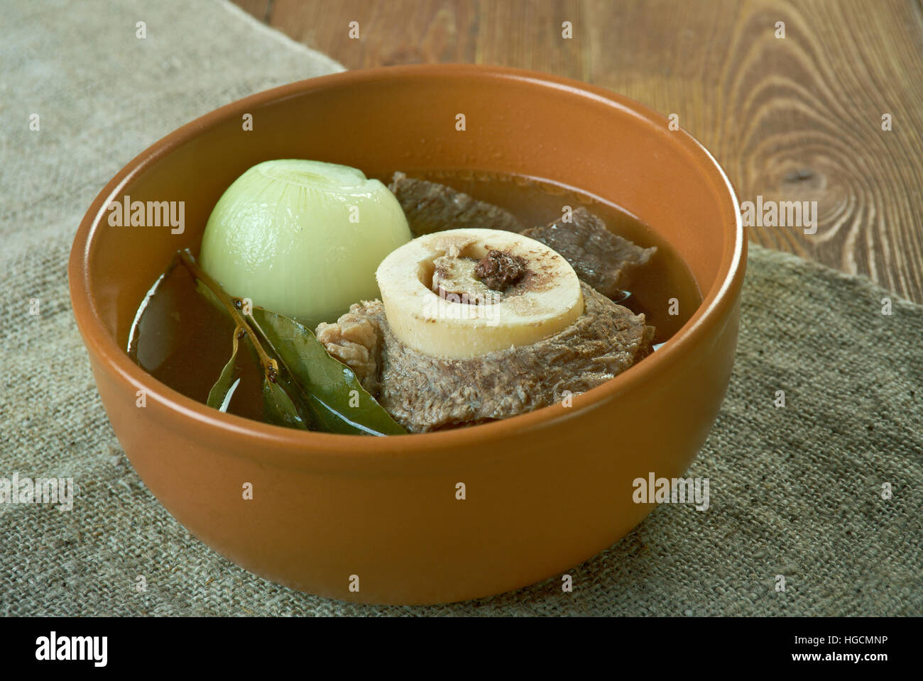 Goat meat pepper soup -  soup in Nigerian cuisine. Stock Photo