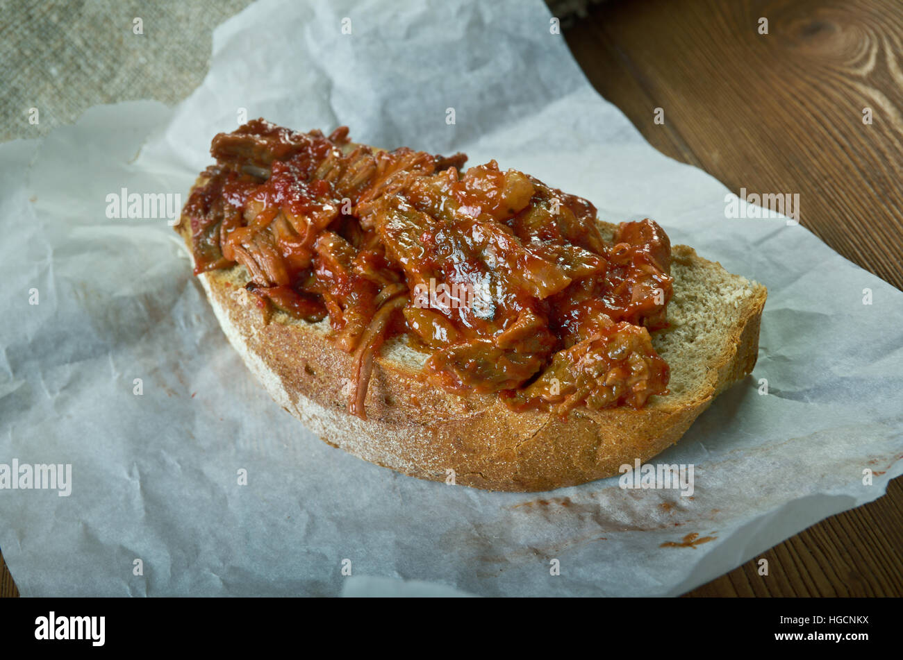 Beef Manhattan dish consisting of roast beef and gravy in New York City
