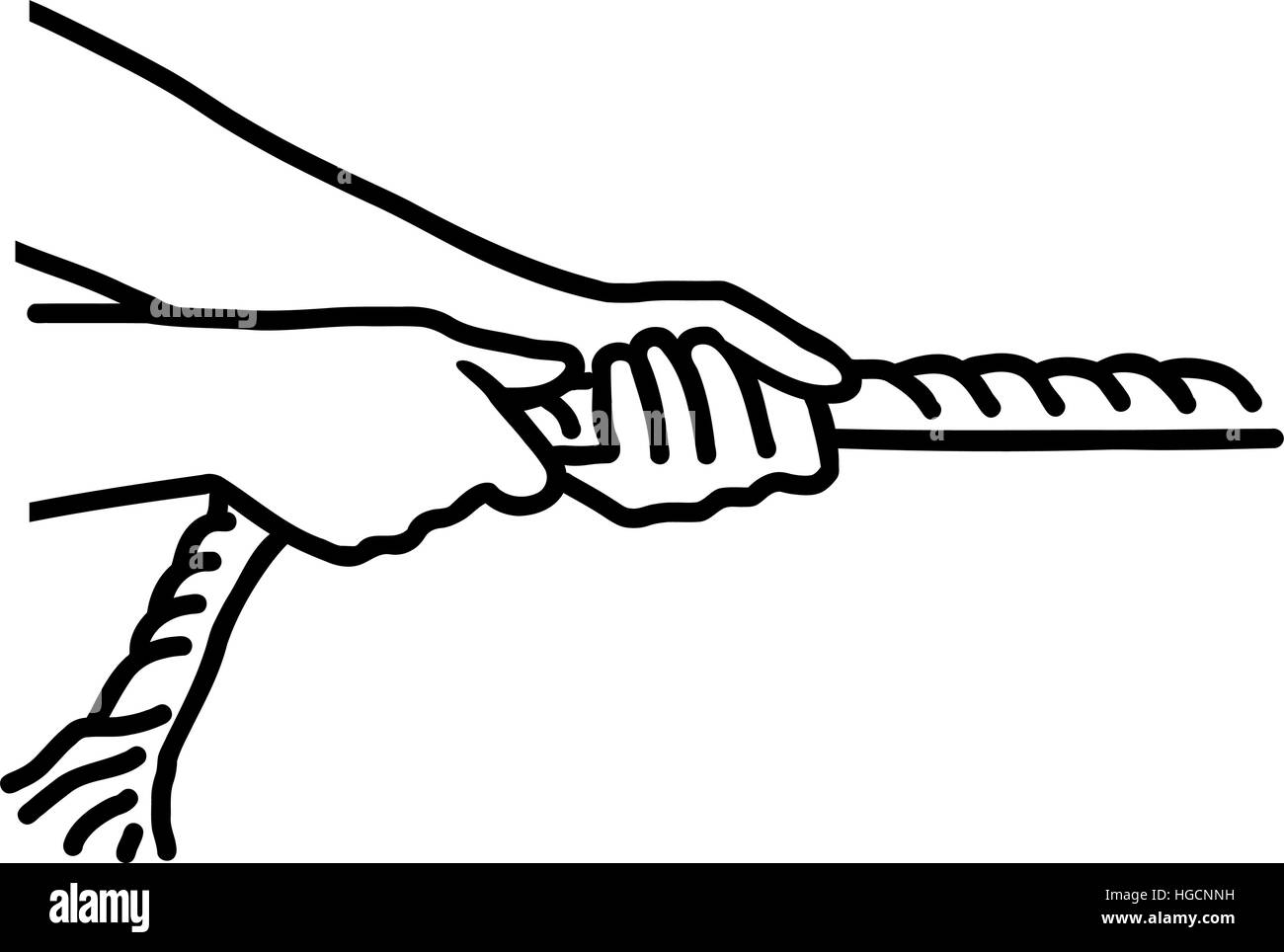 Hands pulling rope - tug of war Stock Vector