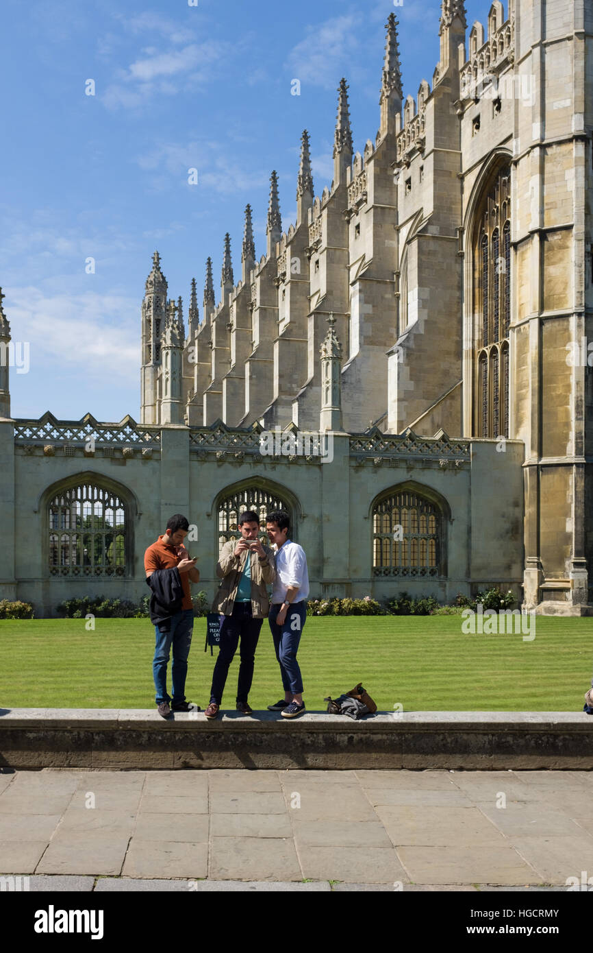 People outside Kings College Cambridge Stock Photo
