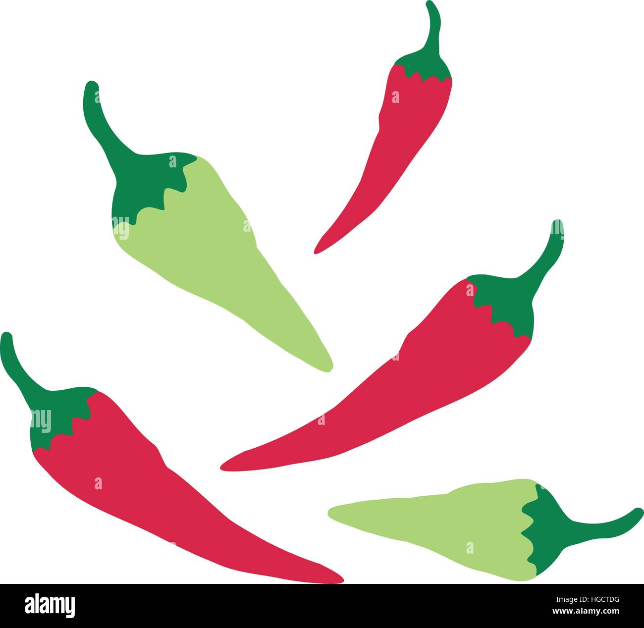 Red and green chilli peppers Stock Vector