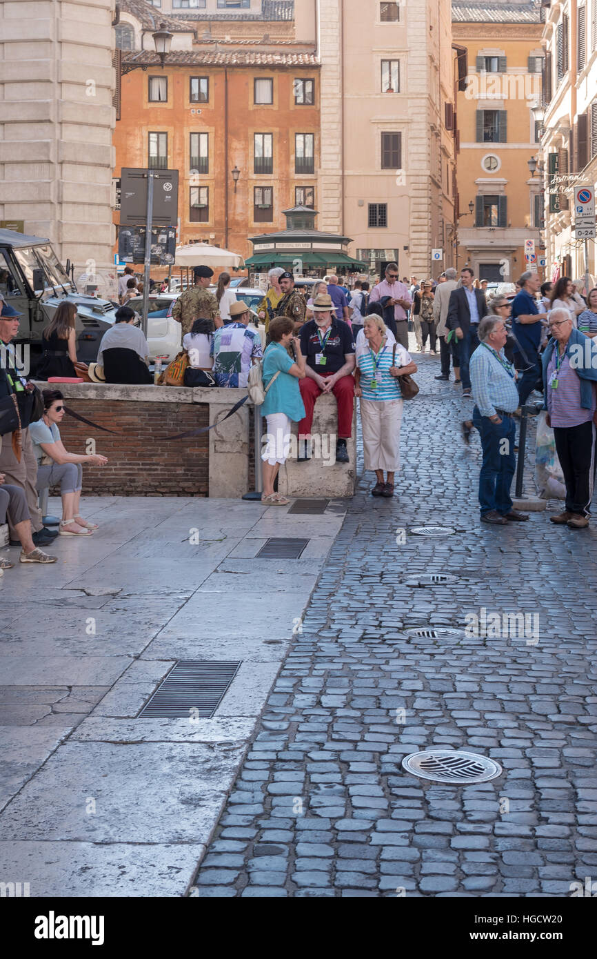 Tourists rest after the tour, Rome,  capital of Italy and  Lazio region, Europe Stock Photo