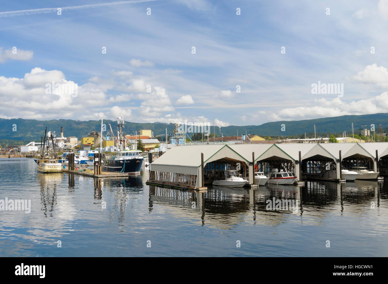 Port Alberni harbour, Vancouver Island, British Columbia, Canada Stock