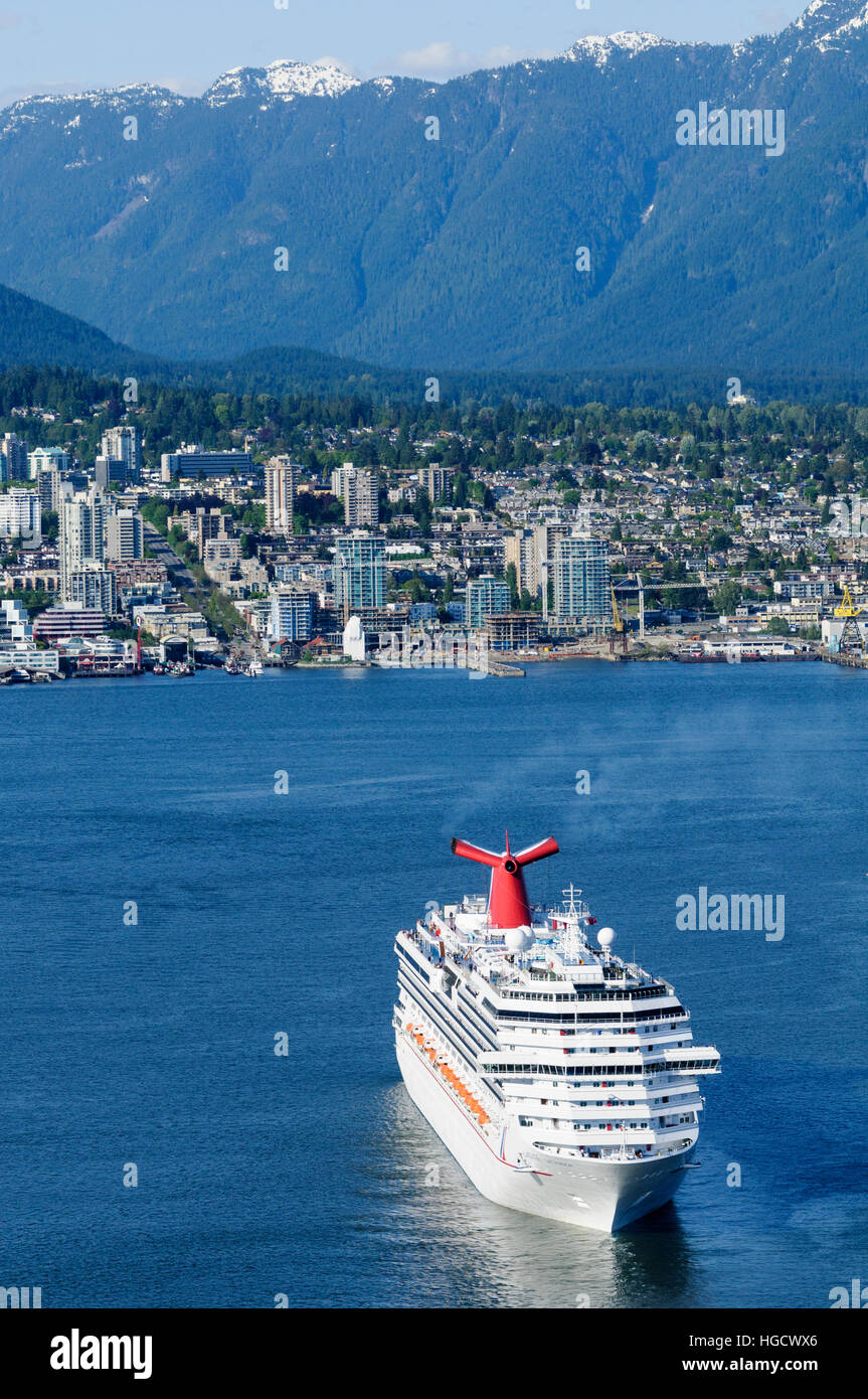 Carnival Splendor cruise ship entering the port of Vancouver, British Columbia, Canada Stock Photo
