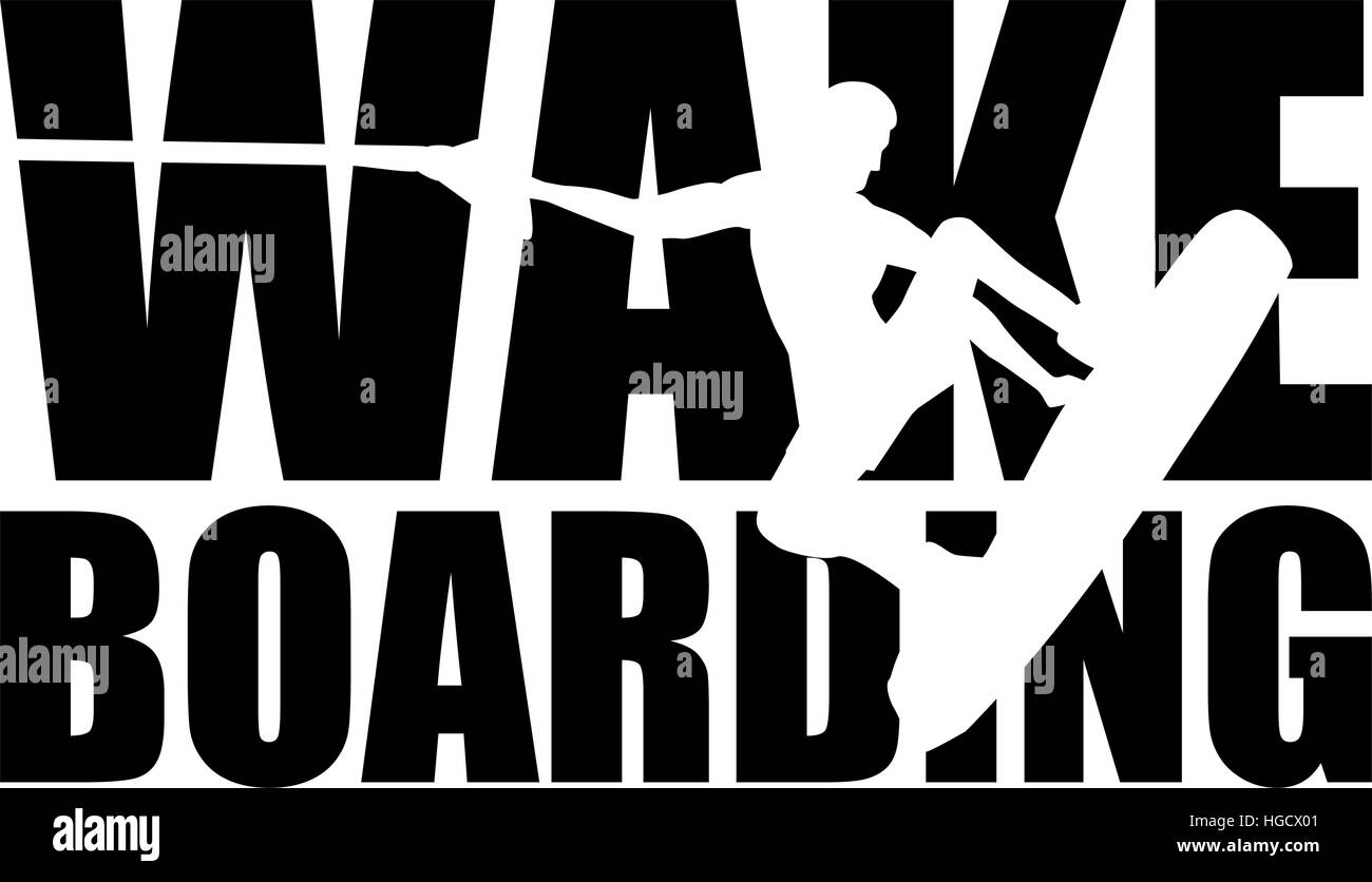 Wakeboarding word with silhouette cutout Stock Vector Image & Art Alamy