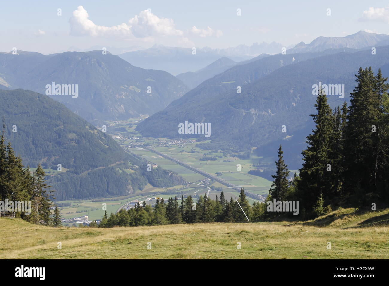 view of the  Valley Isarco in south Tyrol in Italy Stock Photo