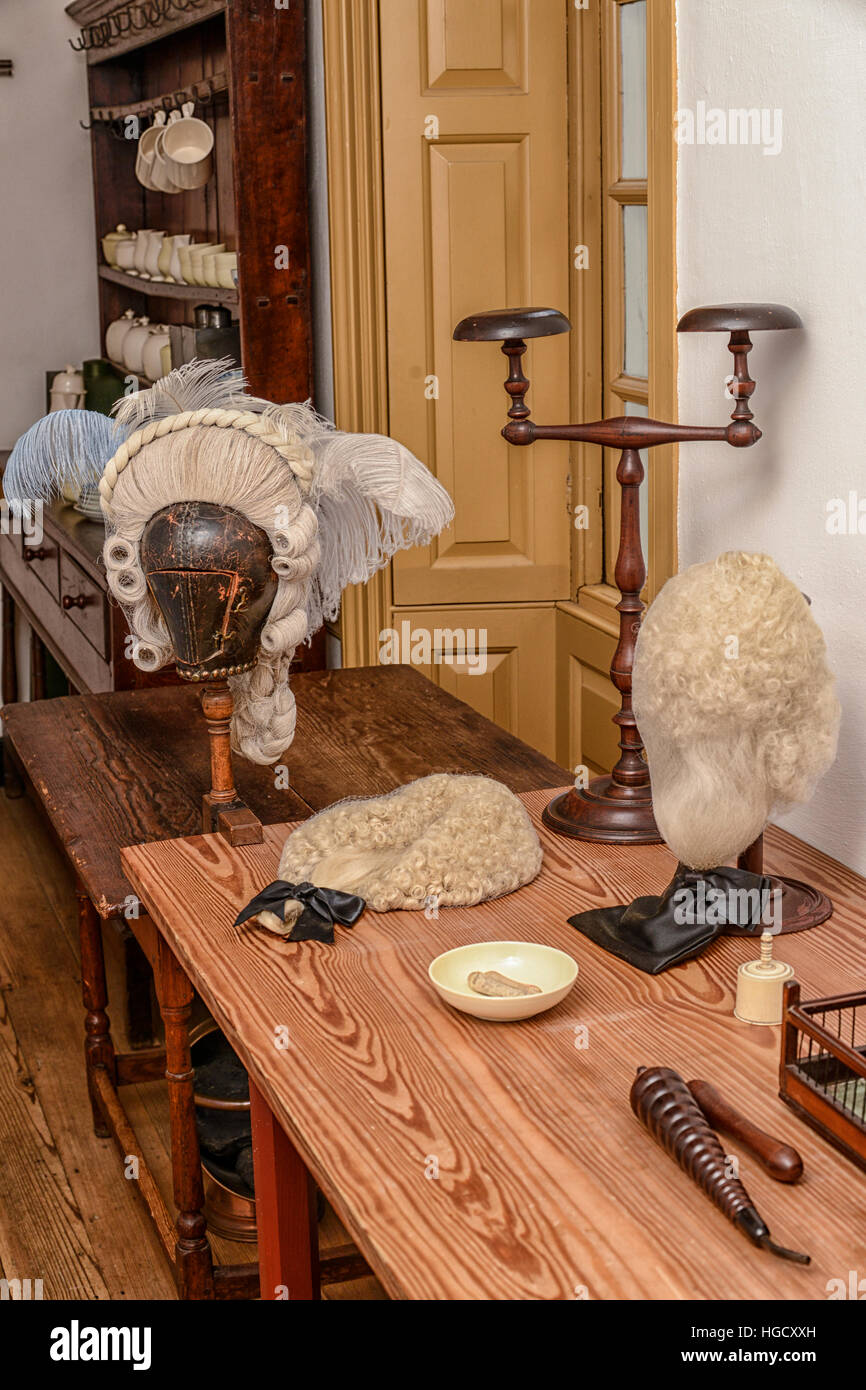 Colonial Williamsburg Wig room in Governor's Palace. Stock Photo