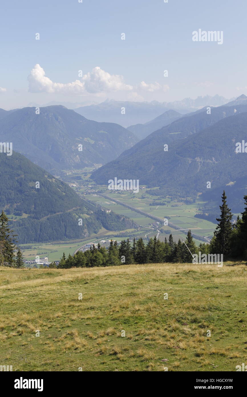 view of the  Valley Isarco in south Tyrol in Italy Stock Photo