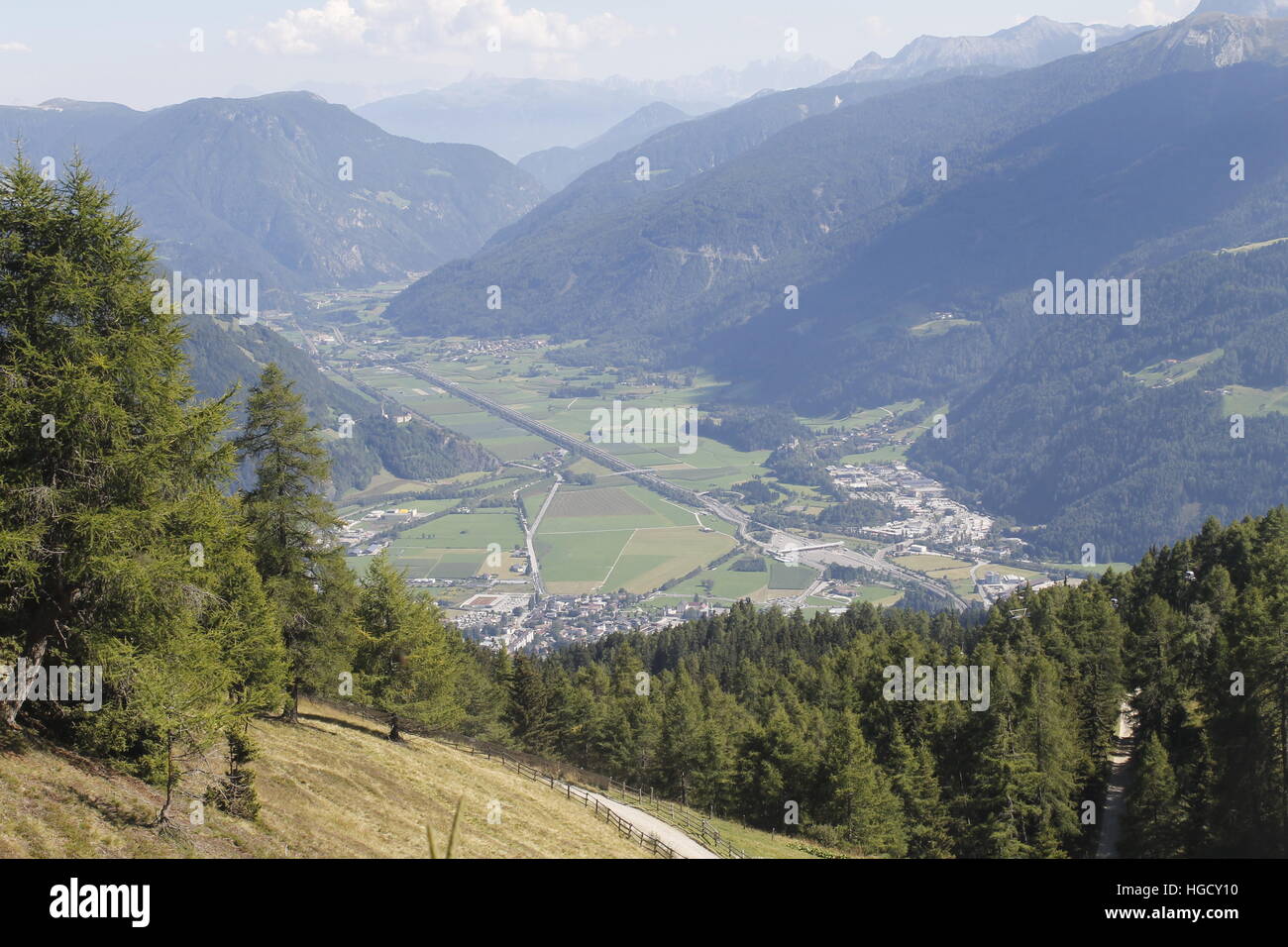 view of the  Valley Isarco in south Tyrol in Italy Stock Photo