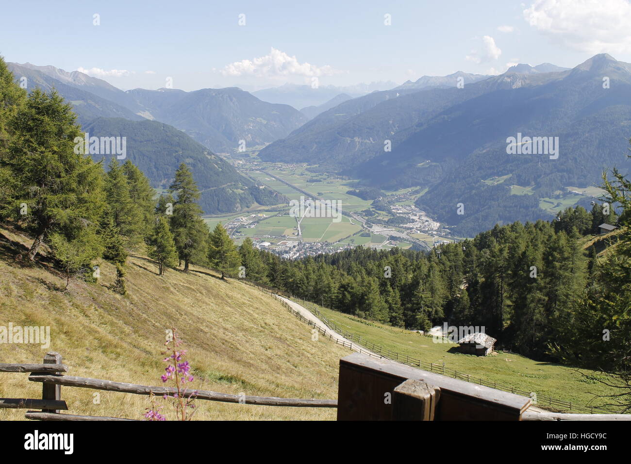 view of the  Valley Isarco in south Tyrol in Italy Stock Photo