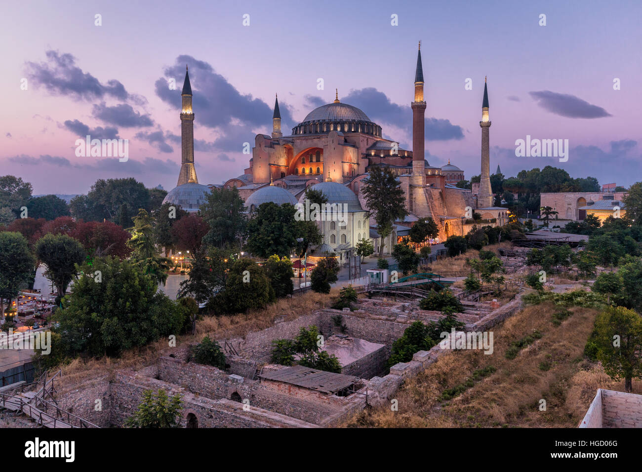 Hagia Sophia at Twilight, Istanbul Stock Photo