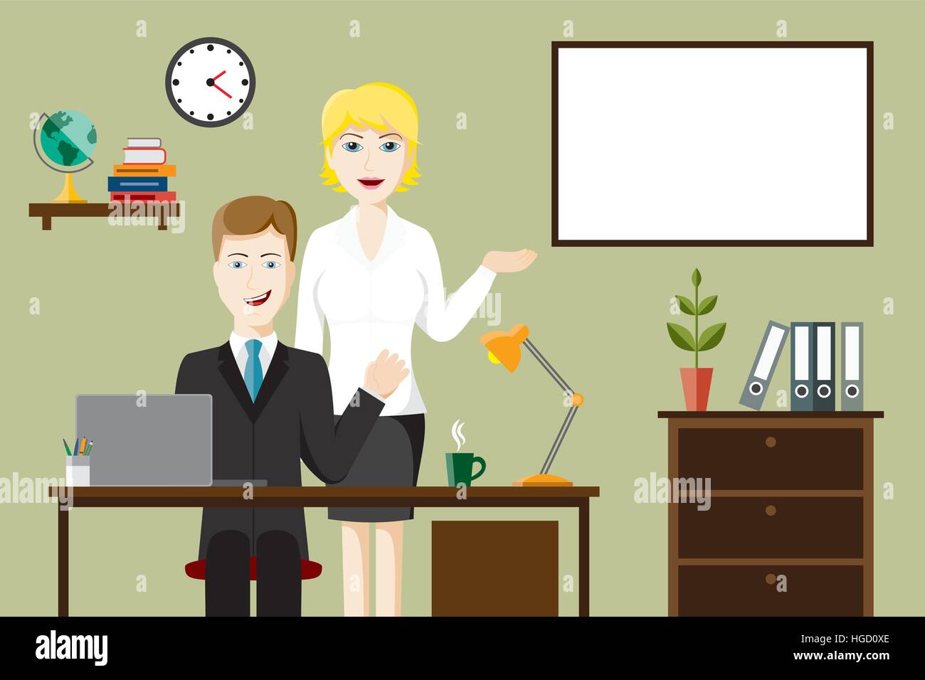 Two business people in an office Stock Vector