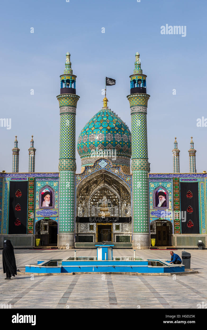 Courtyard of Holy shrine of Imamzadeh Helal Ali (Hilal ibn Ali) in Aran va Bidgol, Isfahan Province in Iran Stock Photo