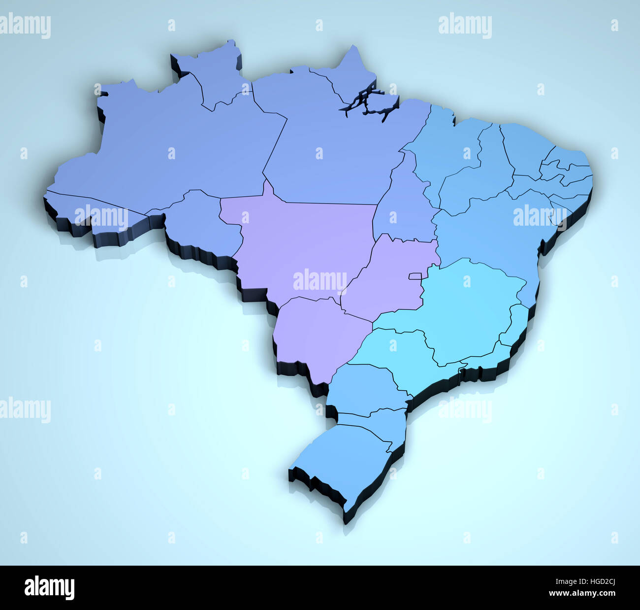 Brazil 3D shape image geographical location Stock Photo - Alamy