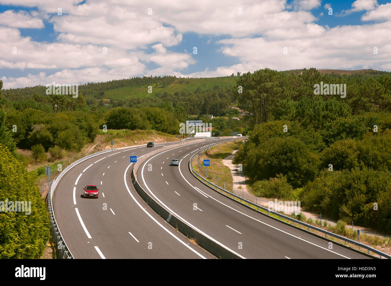 AG-11 motorway, Rianxo, La Coruña province, Region of Galicia, Spain, Europe Stock Photo