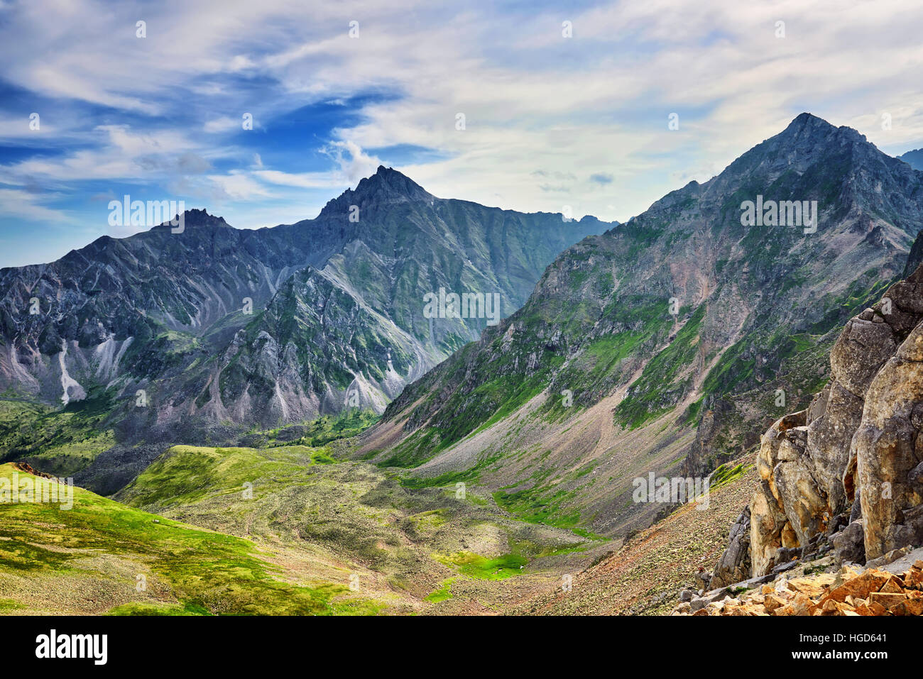 View from sports pass mountain. Eastern Sayan Buryatia Stock Photo