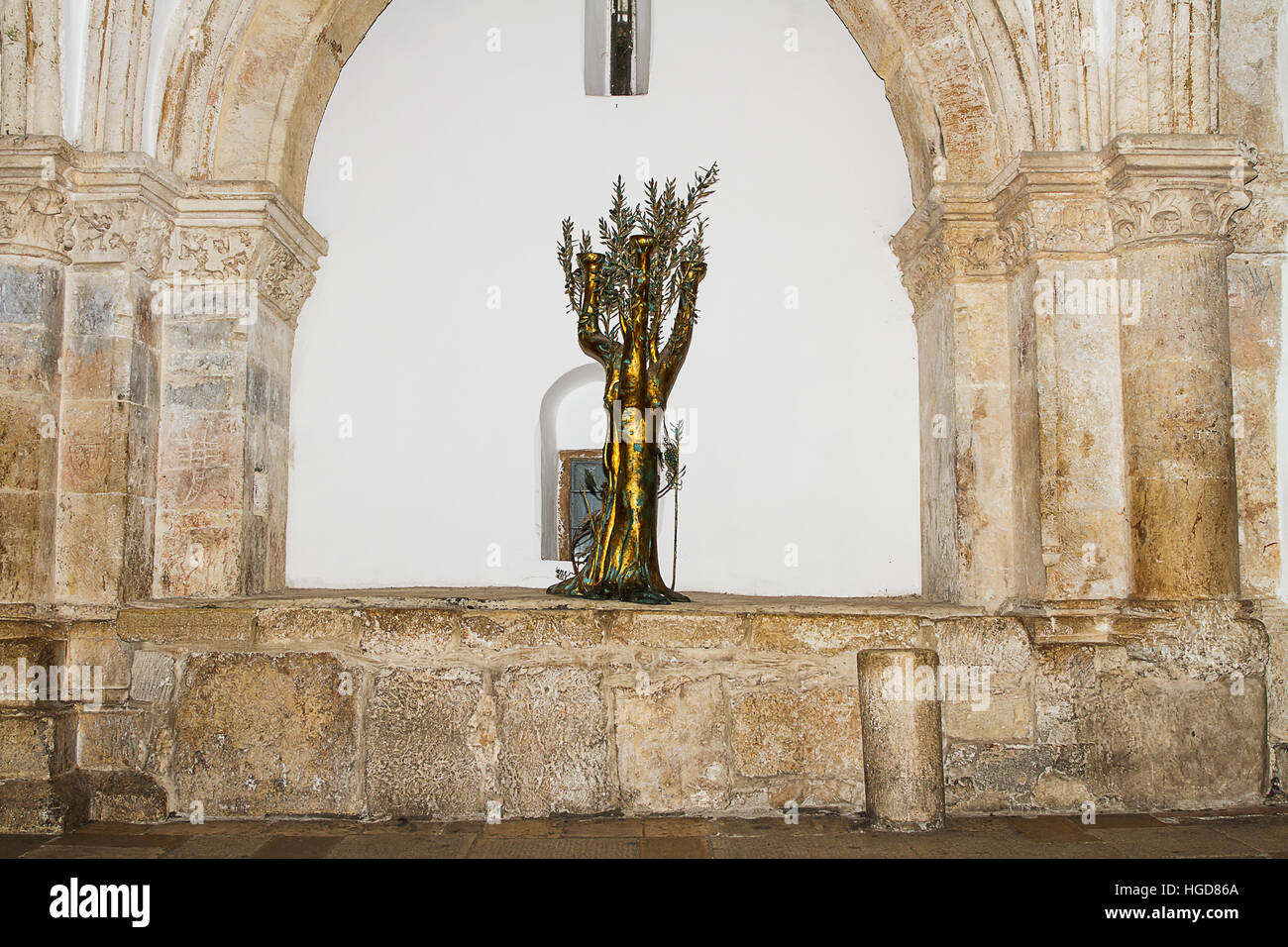 Cenacle (Room of the last supper) So according to tradition is this the place, where Jesus and his disciples held the Passover feast - the Last Supper Stock Photo