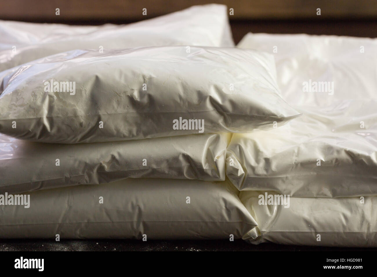 Transparent Stashes Stash of heroin drugs on table in transparent bags Stock Photo - Alamy