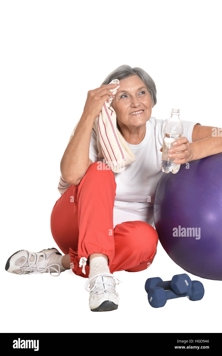 mature woman doing exercises Stock Photo Alamy