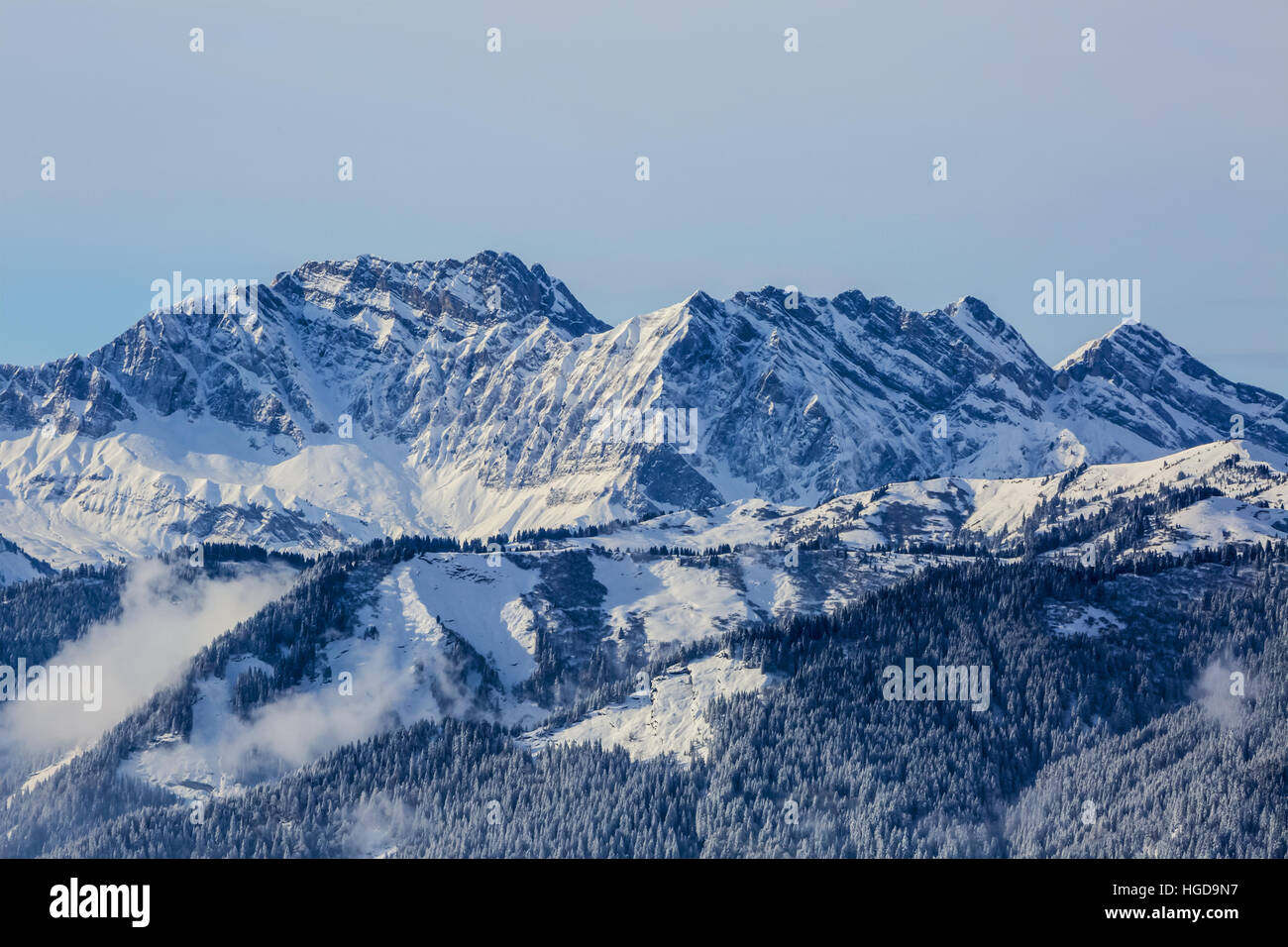 Winter landscape with high altitude peaks located in the French Alps Stock Photo Alamy