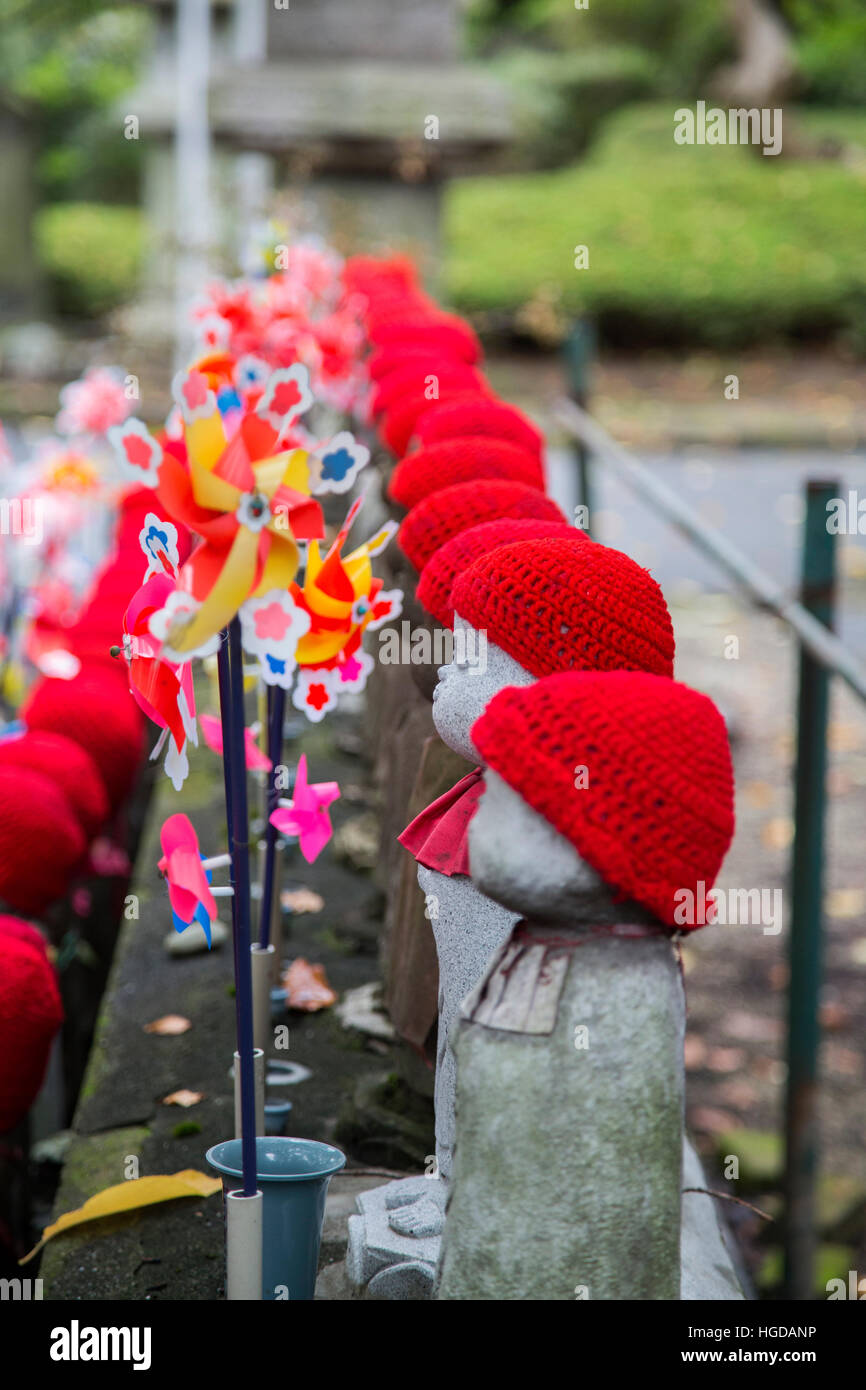 Jizo statues of unborn children at Shiba park in Tokyo Stock Photo