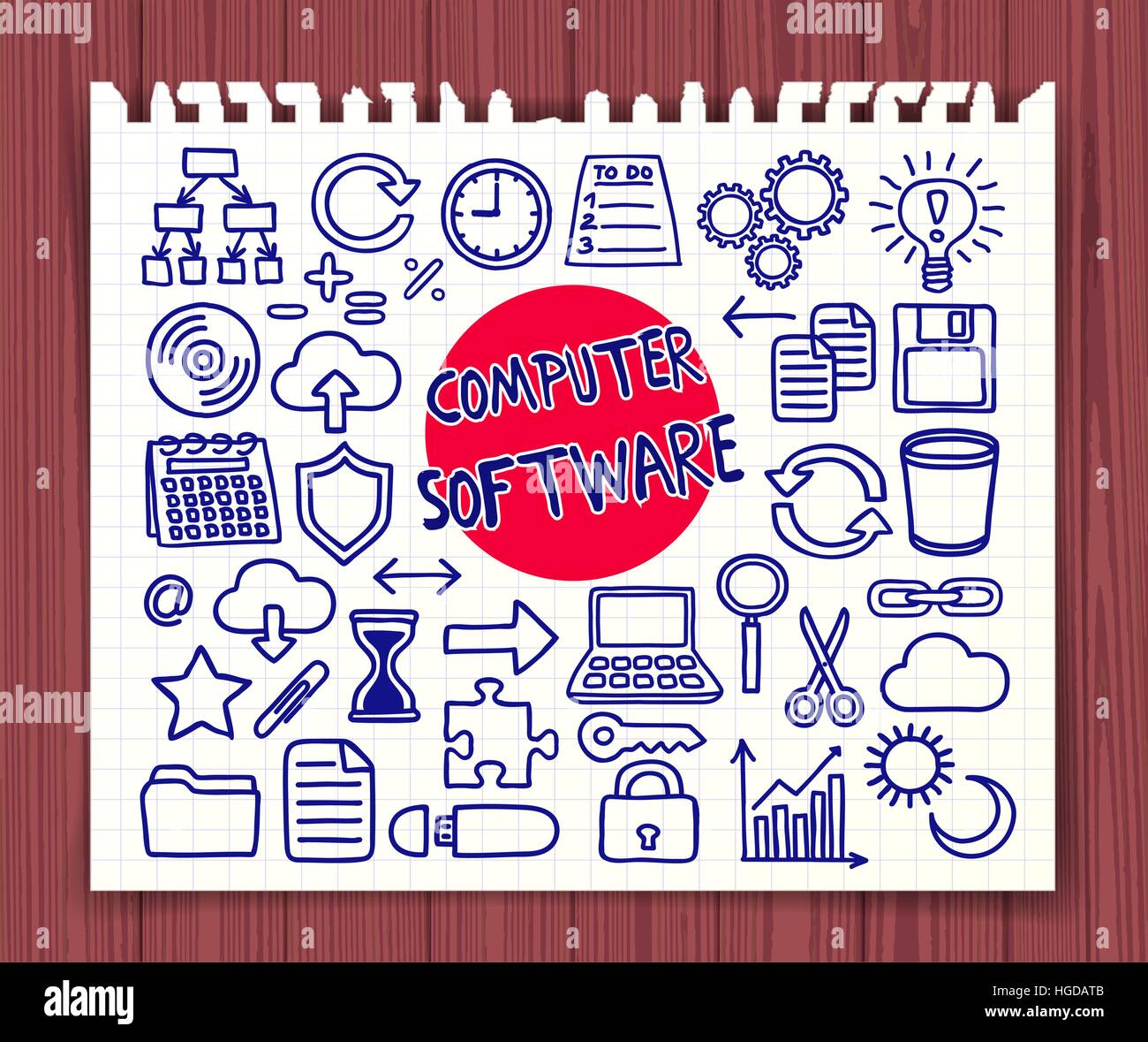 Computer Software set. Freehand doodle icons. Hand drawn doodle symbols ...